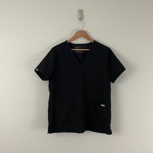 Figs Casma Three-Pocket Scrub Top in Black Size Large
